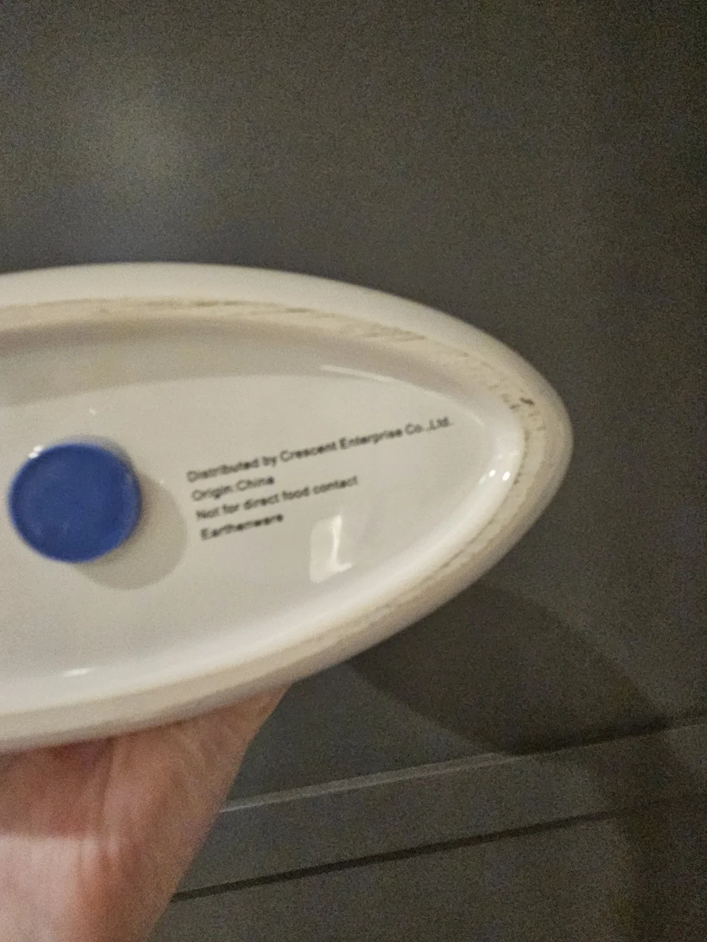 Two-Tier Boat Ceramic Tray with Blue Trim